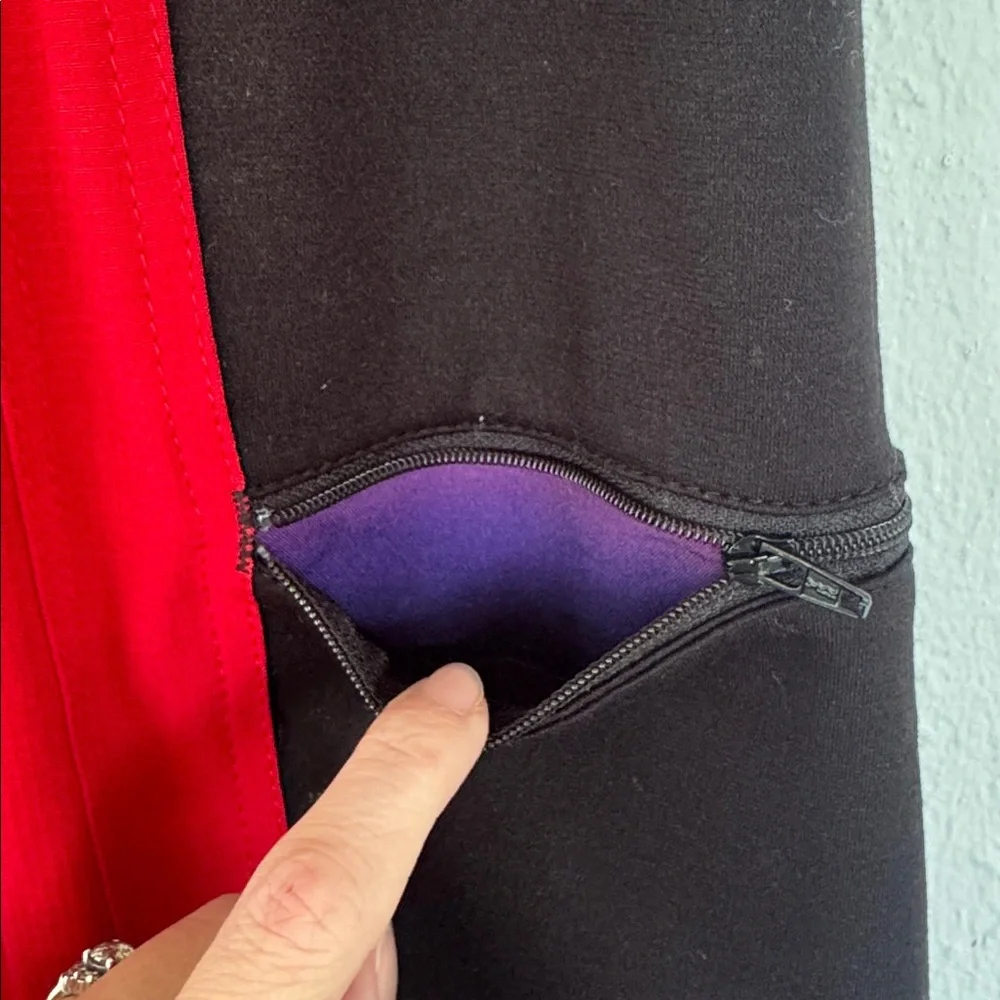 Careismatic black red high rise skinny fit medical scrub uniform pants medium